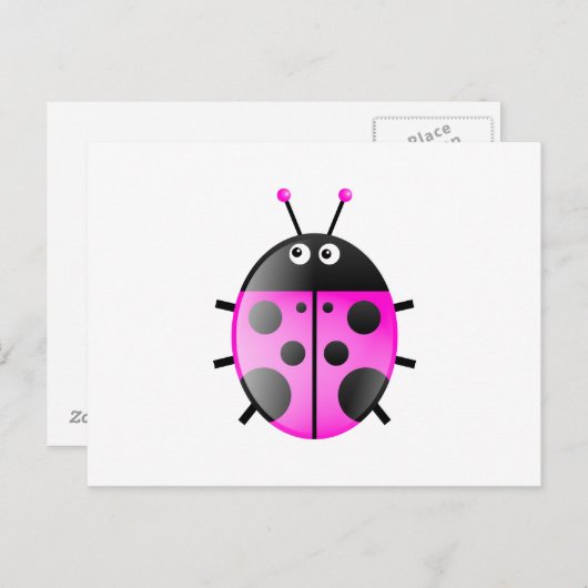 Roze Ladybug Briefkaart (Voorkant / Achterkant)