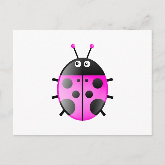 Roze Ladybug Briefkaart (Voorkant)