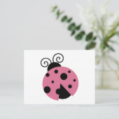Roze Ladybug Briefkaart (Staand voorkant)