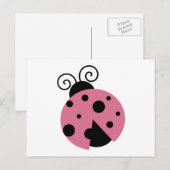 Roze Ladybug Briefkaart (Voorkant / Achterkant)