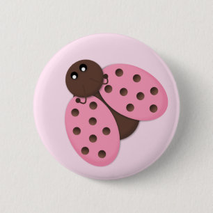 Roze Ladybug Button Flair