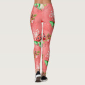 Roze ladybug en paddenstoelpatroon leggings (Achterkant)