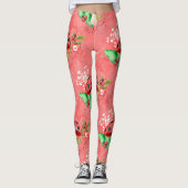 Roze ladybug en paddenstoelpatroon leggings (Voorkant)