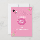 Roze ladybug Flat Hartelijk dank Bedankkaart (Voorkant)