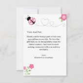 Roze ladybug Flat Hartelijk dank Bedankkaart (Achterkant)