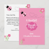 Roze ladybug Flat Hartelijk dank Bedankkaart (Voorkant / Achterkant)