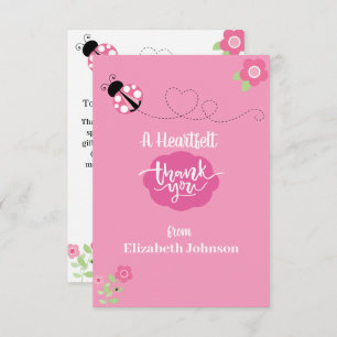 Roze ladybug Flat Hartelijk dank Bedankkaart