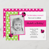 Roze Ladybug Foto Bridge Party-uitnodigingen Kaart (Voorkant / Achterkant)