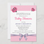 Roze Ladybug met lavender Baby shower van lint Kaart (Voorkant)