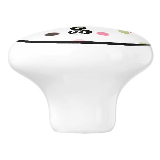 Roze Ladybug Monogram Keramische Knop (Zijkant)