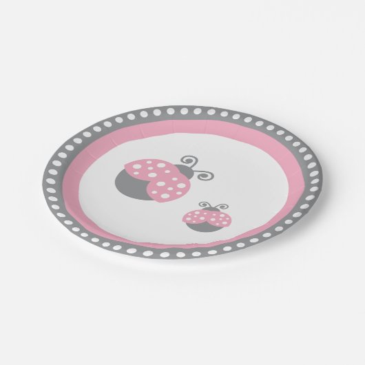 Roze Ladybug Papieren Bordje (Gekanteld)
