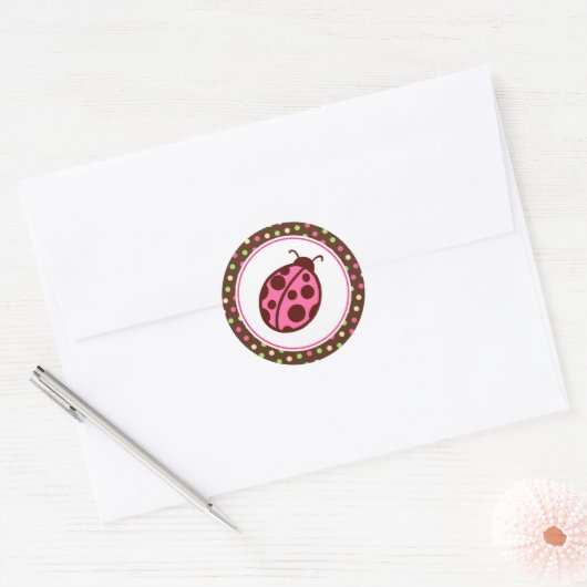 Roze Ladybug Party Stickers (Envelop)