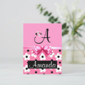 Roze Ladybug: Personalisatie Briefkaart (Staand voorkant)