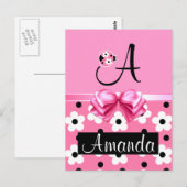 Roze Ladybug: Personalisatie Briefkaart (Voorkant / Achterkant)