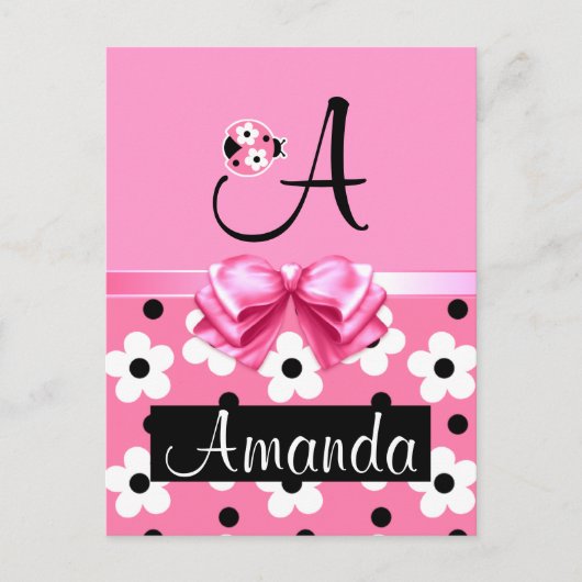 Roze Ladybug: Personalisatie Briefkaart (Voorkant)