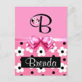Roze Ladybug: Personalisatie Briefkaart (Voorkant)