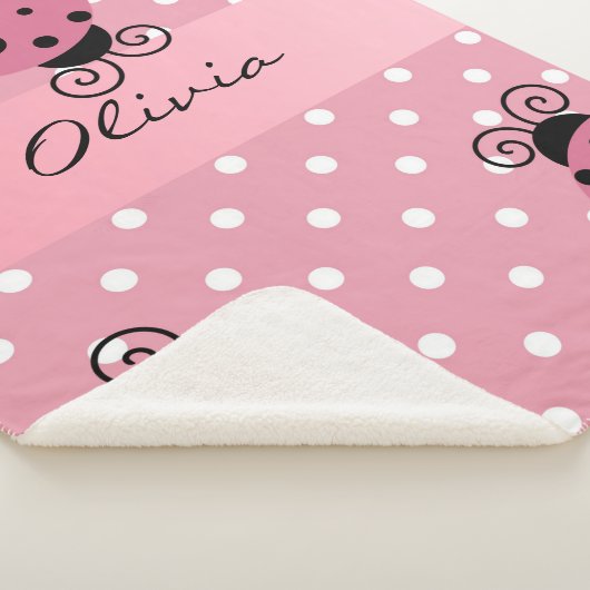 Roze Ladybug Persoonlijk Sherpa Deken (3/4)