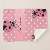 Roze Ladybug Persoonlijk Sherpa Deken (Voorkant (horizontaal))