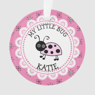 Roze Ladybug Persoonlijke boodschap Kerstmis Ornament