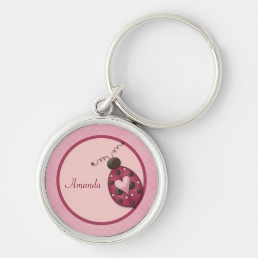 Roze Ladybug Persoonlijke Sleutelhanger (Voorkant)