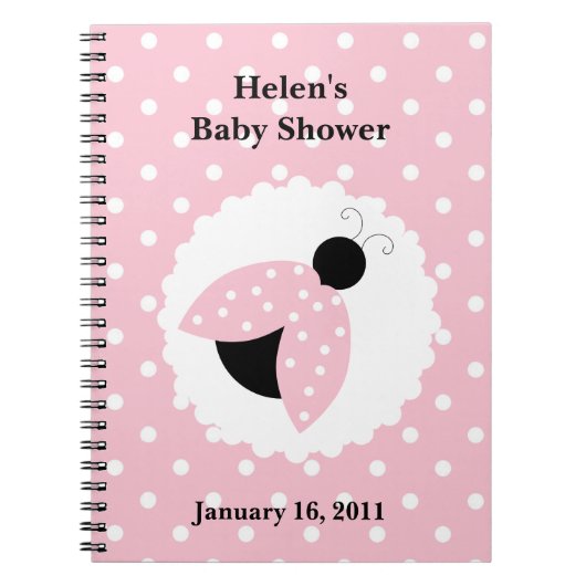 Roze Ladybug & Polka Dots Baby shower Notitieboek (Voorkant)