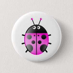 Roze Ladybug Ronde Button 5,7 Cm