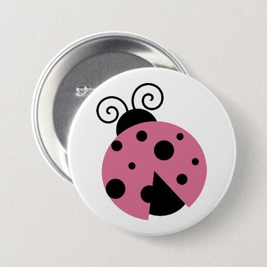 Roze Ladybug Ronde Button 7,6 Cm (Voorkant /achterkant)