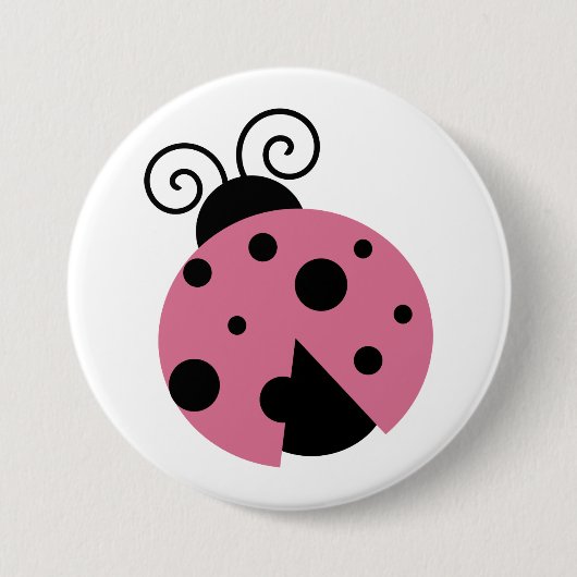 Roze Ladybug Ronde Button 7,6 Cm (Voorkant)