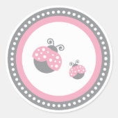 Roze Ladybug Ronde Sticker (Voorkant)