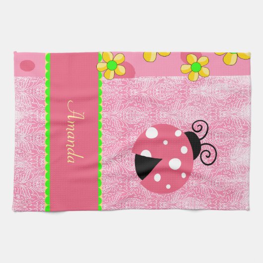 Roze Ladybug Theedoek (Horizontaal)