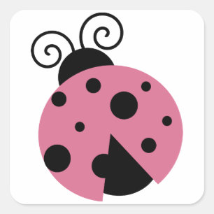 Roze Ladybug Vierkante Sticker