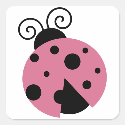 Roze Ladybug Vierkante Sticker (Voorkant)