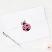 Roze Ladybug Vierkante Sticker (Envelop)