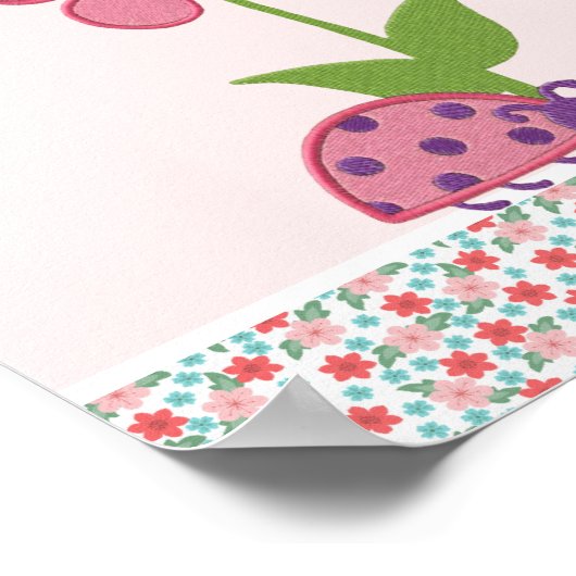 Roze Ladybugs Baby shower Banner Poster (Hoek)