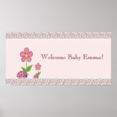 Roze Ladybugs Baby shower Banner Poster (Voorkant)