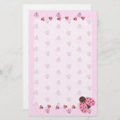 Roze Ladybugs Briefpapier (Voorkant / Achterkant)