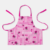 Roze ladybugs en gepersonaliseerde harten schort (Voorkant)