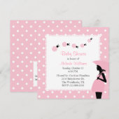 Roze ladybugs en pooldots Aangepast Baby shower Kaart (Voorkant / Achterkant)