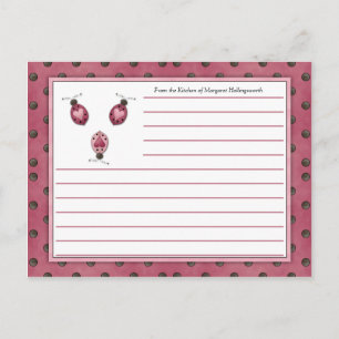 Roze Ladybugs-landenkaarten Briefkaart