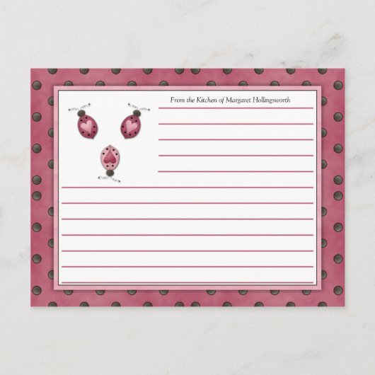 Roze Ladybugs-landenkaarten Briefkaart (Voorkant)