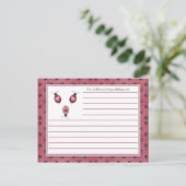 Roze Ladybugs-landenkaarten Briefkaart (Staand voorkant)