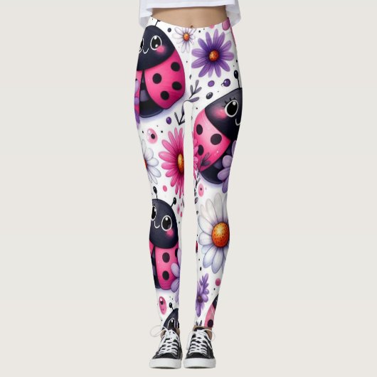 Roze Ladybugs Leggings (Voorkant)