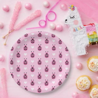 Roze Ladybugs Papieren Bordje