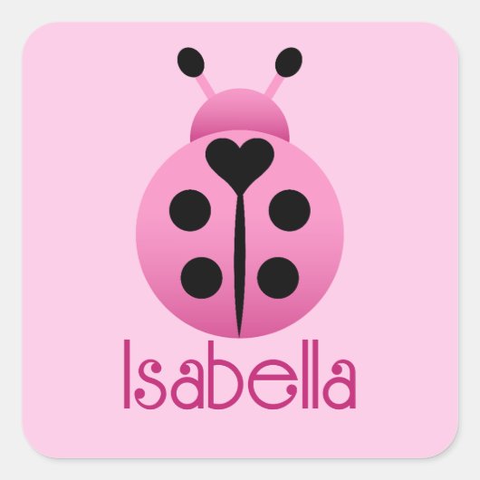 Roze Ladybugs Vierkante Sticker (Voorkant)