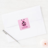 Roze Ladybugs Vierkante Sticker (Envelop)