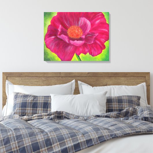 Roze laffer klep Acrylverf Canvas Afdruk (Insitu (Slaapkamer))
