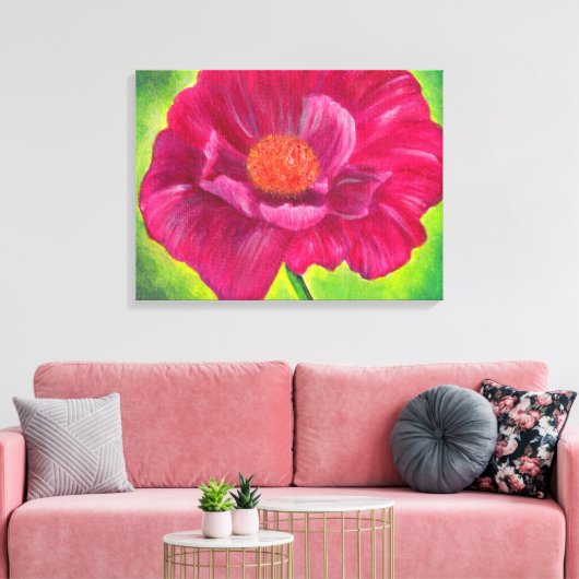 Roze laffer klep Acrylverf Canvas Afdruk (Insitu (Woonkamer))