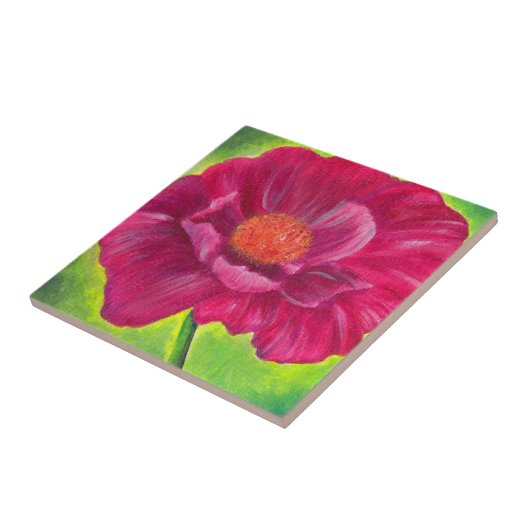 Roze laffer klep Acrylverf Tegeltje (Zijkant)