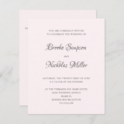 Roze | LAGE KOSTEN Eenvoudige legante minimale bru (Voorkant / Achterkant)