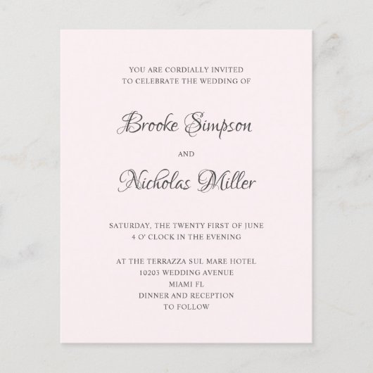 Roze | LAGE KOSTEN Eenvoudige legante minimale bru (Voorkant)